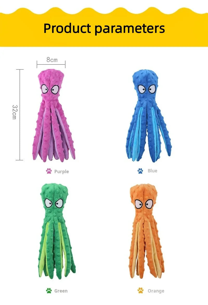 Squeaky Octopus Crinkle Dog Toy