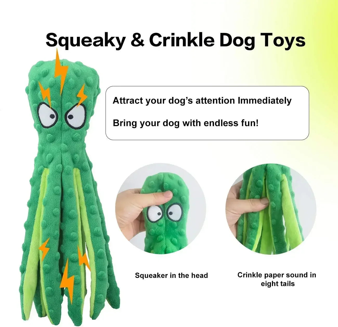Squeaky Octopus Crinkle Dog Toy